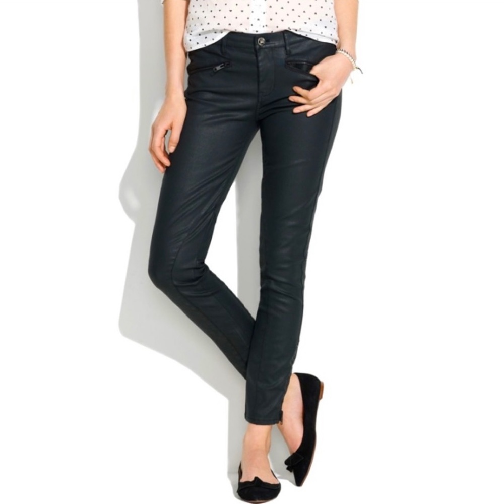 Madewell Black Moto Coated Skinny Jeans